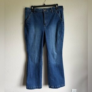 Duluth Trading Co Dark Wash Blue Denim Bootcut Jeans Womens 12 Stretch Gorpcore